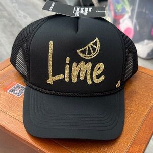 NWT Black Gold 'Lime' Trucker Hat Unisex Demon Bikini Beach Tequila
